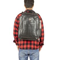 Mochila Masculina Feminina Executiva Couro Notebook Encaixe USB 35 Litros Preta