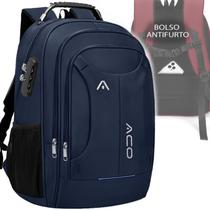 Mochila Masculina Feminina Notebook Escolar Faculdade Viagem Dia a Dia Reforçada Resistente a Água Marcador de Bagagem Saida usb Fone - ACO