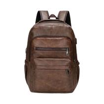 Mochila Masculina Grande de Couro PU com Carregamento USB - Para Laptop Mochila Masculina Grande de Couro PU com Carregamento USB - Para Laptop