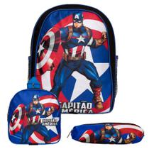 Mochila Masculina Infantil Grande Capitão América Aulas