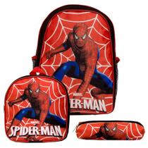 Mochila Masculina Infantil Homem Aranha Lancheira Estojo Tn