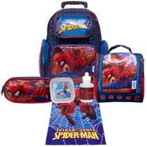 Mochila Masculina Infantil Homem Aranha Rodinha e Acessórios