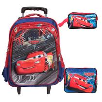 Mochila Masculina Juvenil Rodinha Carros 3d Resistente Azul