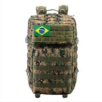 Mochila masculina militar Tática 40l Reforçada Impermeável + patch bandeira do brasil varias cores escolha a sua - shopmanu