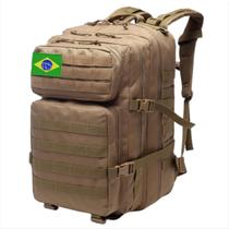 Mochila masculina militar Tática 40l Reforçada Impermeável + patch bandeira do brasil varias cores escolha a sua