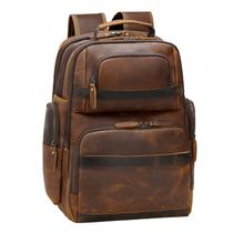 Mochila Masculina TIDING de Couro Vintage para Laptop 15.6" - Marrom