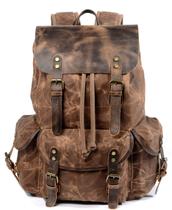 Mochila Masculina WUDON em Couro e Lona Encerada