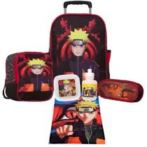 Mochila Masculino Rodinha Naruto Lancheira + Estojo Toys 2U