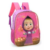 Mochila Masha E O Urso Rosa Grande Costas Escolar Infantil - Luxcel