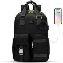 Mochila MATEIN Cute Corduroy de 15,6 polegadas com porta USB - preta