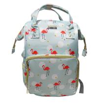 Mochila Maternidade Azul Claro Bolsa Bebe Flamingo Impermeavel Mochila Maternidade Azul Claro Bolsa Bebe Flamingo Impermeavel