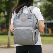 Mochila Maternidade Bebê Cinza Bolsa Mamãe Grande para Fraldas Passeio Viagem