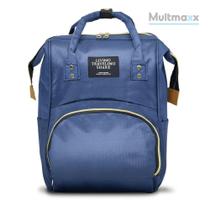 Mochila Maternidade Bolsa Mamãe Bebê Multifunção Azul Grande Multmaxx