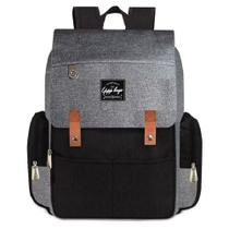 Mochila Maternidade Bolsa Mamãe Bebê Multifunção Grande Cor Cinza/preto