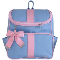 Mochila Maternidade Laço Charme Rosa e Azul