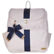 Mochila Maternidade Laço Luxo Off White e Marinho