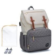 Mochila Maternidade Lequeen Bebê Com Trocador Cinza