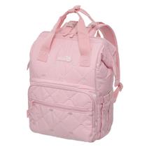 Mochila Maternidade Lilica Ripilica Bebê Menina Matelassê cor Rosa Bolsos Laterais Internos Externos Confortável Resiste