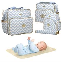 Mochila Maternidade Menino 4 Peças Bolsa Plike Baby