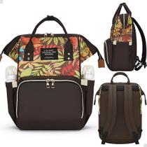 Mochila Maternidade Multifuncional Estampada Floral Grande Capacidade Bolsa Mamãe Bebê