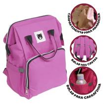 Mochila Maternidade Rosa Com AlÇa E Bolsos Internos Externos