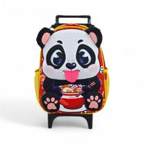 Mochila media escolar passeio rodinha bichinho animais lobo tigre panda 3D