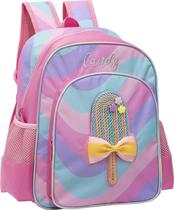 Mochila Menina Infantil Rosa Escolar Candy Com Laço Sorvete MIF5335 Mochila Menina Infantil Rosa Escolar Candy Com Laço Sorvete MIF5335