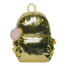 Mochila Metálica Dourada Com Pompom Fiorella Sotti Mochila Metálica Dourada Com Pompom Fiorella Sotti