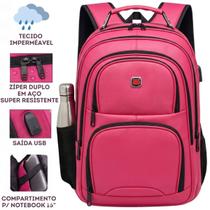 Mochila MeVisto Feminina Escolar Faculdade Trabalho Viagem Casual Impermeável Notebook 16" USB Rosa Tamanho:ÚnicoGenero Mochila MeVisto Feminina Escolar Faculdade Trabalho Viagem Casual Impermeável Notebook 16" USB Rosa Tamanho:ÚnicoGenero