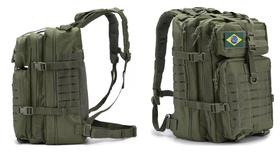 Mochila Militar 50l Unissex Escolar Verde Com bandeira Gigante Mochila Militar 50l Unissex Escolar Verde Com bandeira Gigante