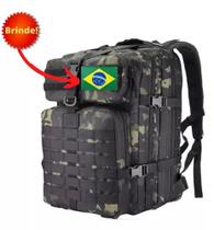 Mochila Militar Tática Masculina Feminina Grande 50 Litros Cor Preto/verde camuflado