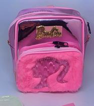 Mochila Mini Bolsa Infantil Princesa Disney Barbie Mochilinha Pequena Menina Pelúcia na frente Rosa Pink Creche Escola