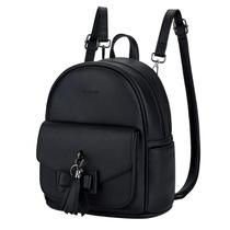Mochila Mini ECOSUSI de Couro Preta para Mulheres e Meninas Mochila Mini ECOSUSI de Couro Preta para Mulheres e Meninas