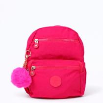 Mochila Mini Feminina Pequena Nylon Impermeável Casual Compacta Escolar Leve com Pompom Mochila Mini Feminina Pequena Nylon Impermeável Casual Compacta Escolar Leve com Pompom