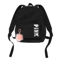 Mochila Mini Victoria's Secret Logo Black Pompom