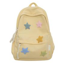 Mochila MININAI Y2K Aesthetic Star impermeável de nylon amarela Mochila MININAI Y2K Aesthetic Star impermeável de nylon amarela