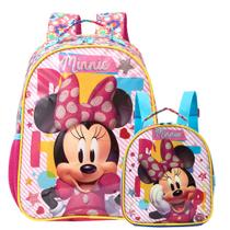 Mochila Minnie De Alças Com Lancheira Térmica Escolar Disney