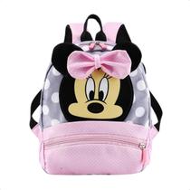 Mochila Minnie Feminina Infantil De Ombro Com Laçinho