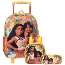 Mochila Moana Infantil + Lancheira Térmica Com Estojo Xeryus