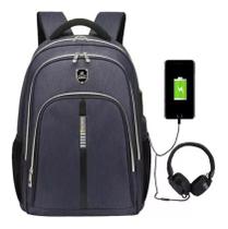 Mochila Moderna Usb/fone Impermeável Laptop Grande Reforçada