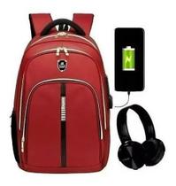 Mochila Moderna Usb/fone Impermeável Laptop Grande Reforçada