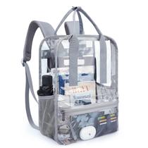 Mochila mommore Grande Cinza Transparente em PVC Durável 41x29x15cm Mochila mommore Grande Cinza Transparente em PVC Durável 41x29x15cm