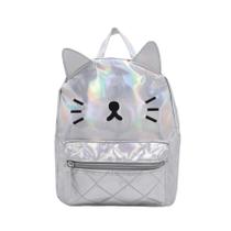 Mochila MOSSTYUS Holográfica com Laser - Modelo Silver Cat para Mulheres