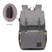 Mochila Multifuncional Laço Bebê com 2 Fivelas e Compartimentos Térmicos - Cinza Mochila Multifuncional Laço Bebê com 2 Fivelas e Compartimentos Térmicos - Cinza