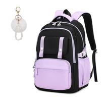 Mochila MUSEVOS Girls School de grande capacidade 21L preta roxa