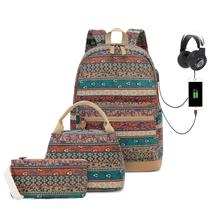 Mochila Natayoo Bohemian Waterproof com laptop USB de 15,6"