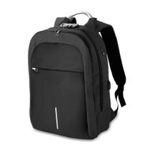 Mochila Notebook 15.6 USB Cadeado Antifurto Engate Mala Preta Executiva Resistente Trabalho Viagem