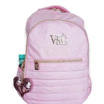 Mochila Notebook 15 Feminina Escolar M3987 Rosa Metalizada