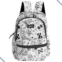 Mochila Notebook Alças Feminina Cartoon Doodle Art Juvenil