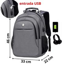 Mochila Notebook Entrada Usb Fone Masculina Feminina Yepp